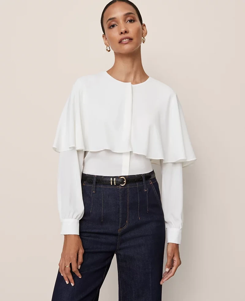 Ann Taylor Capelet Overlay Blouse Women's