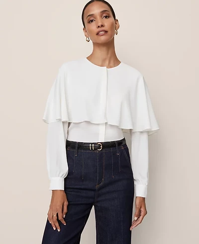 Ann Taylor Capelet Overlay Blouse Women's