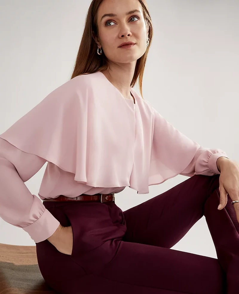 Ann Taylor Capelet Overlay Blouse Women's