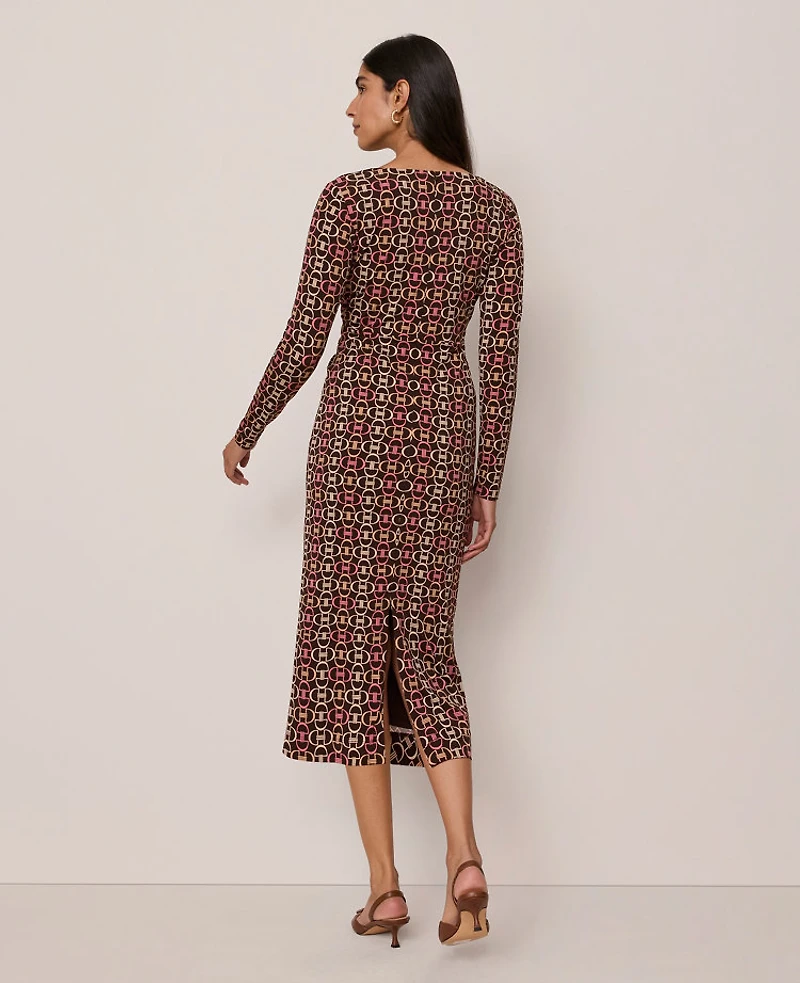 Ann Taylor Chain Link V-Neck Knit Dress Pure Chocolate Women's