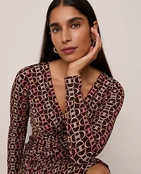 Ann Taylor Chain Link V-Neck Knit Dress Pure Chocolate Women's