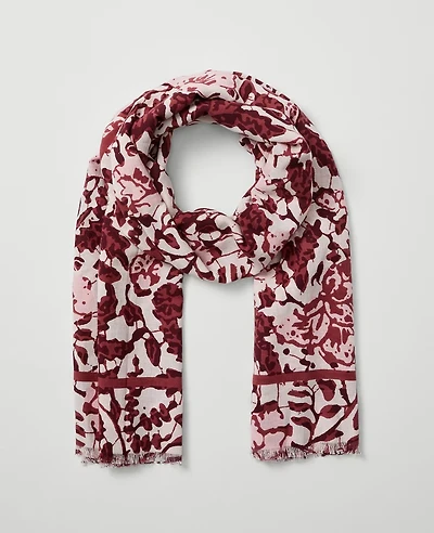 Ann Taylor Weekend Collection Floral Scarf Winter White Women's