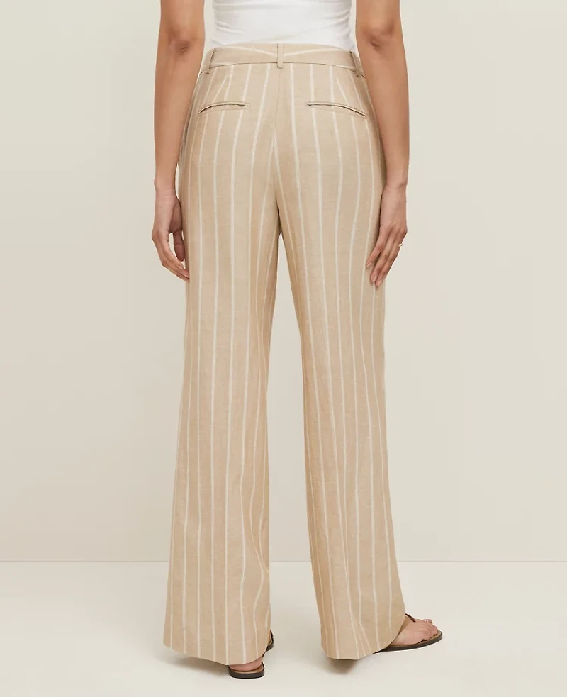 Ann Taylor The Petite Wide-Leg Pant in Striped — Curvy Fit Size 2 Sandstorm Women's
