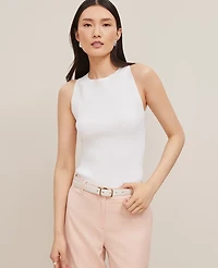 Ann Taylor Petite Ottoman Halter Sweater Shell Top Size Large White Women's