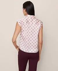 Ann Taylor Geo Collared Satin Blouse Pink Marble Women's
