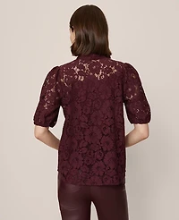 Ann Taylor Lace Blouse Poised Plum Women's
