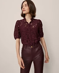 Ann Taylor Lace Blouse Poised Plum Women's