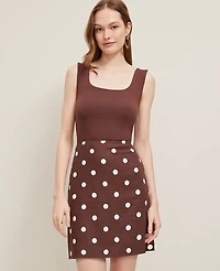 Ann Taylor Petite Dotted Linen-Blend Mini Skirt Rich Walnut Women's