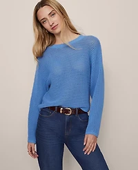 Ann Taylor Weekend Collection Open Stitch Scalloped Sweater Women's