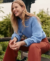 Ann Taylor Weekend Collection Open Stitch Scalloped Sweater Women's