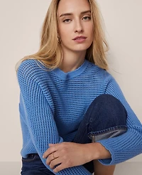Ann Taylor Weekend Collection Open Stitch Scalloped Sweater Women's
