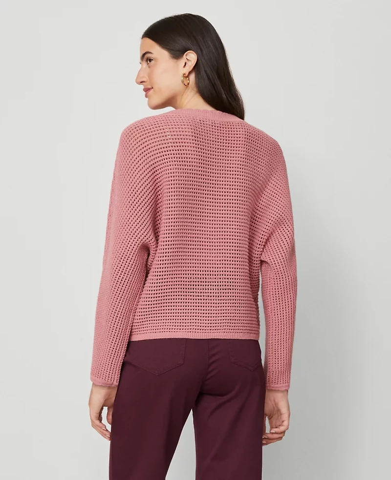 Ann Taylor Weekend Collection Open Stitch Scalloped Sweater Women's
