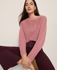 Ann Taylor Weekend Collection Open Stitch Scalloped Sweater Women's
