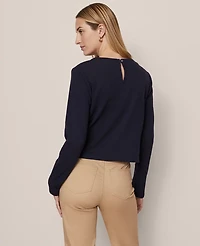 Ann Taylor Weekend Collection Denim Patch Pocket Pullover Night Sky Women's