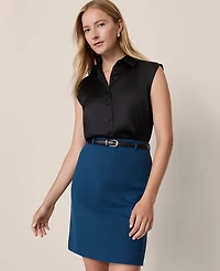 Ann Taylor Collared Satin Blouse Women's