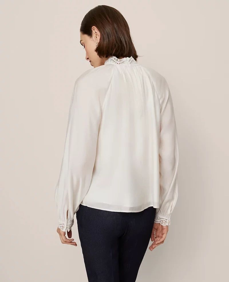 Ann Taylor Lace Trim Blouse Women's