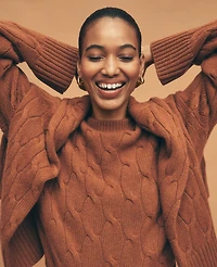 Ann Taylor Cashmere Cable Sweater Size Large Spiced Cider Women's