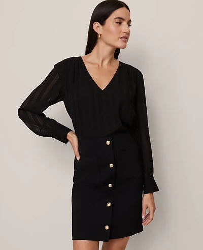 Ann Taylor V-Neck Popover Top Women's