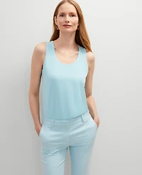 Ann Taylor Mixed Media Tank Top Gulf Stream Blue Women's