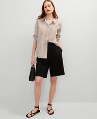 Ann Taylor Striped Relaxed Perfect Shirt Pecan Women's