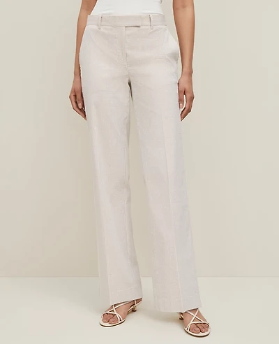 Ann Taylor The Straight Trouser in Striped Seersucker - Curvy Fit Size 4 Cappuccino Tan Women's
