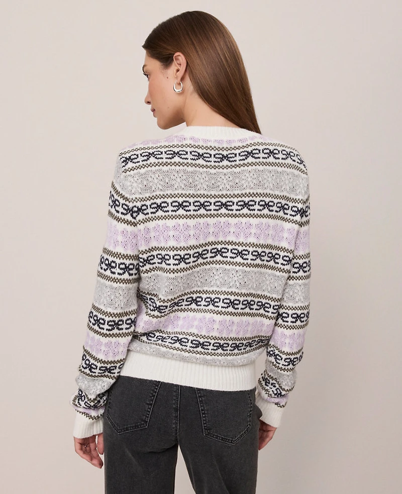 Ann Taylor Weekend Collection Relaxed Fair Isle Sweater Lavender Frost Women's