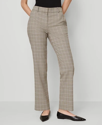 Ann Taylor The Petite Straight Pant Plaid — Curvy Fit Copper/Cream Multi Women's