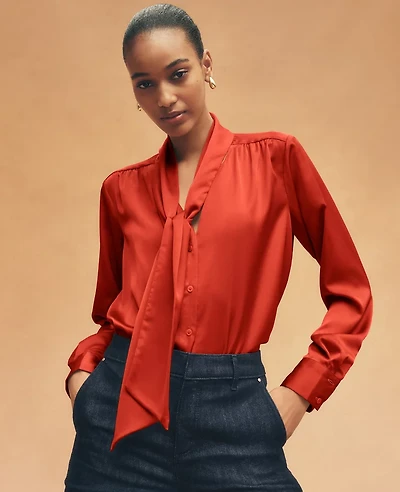Ann Taylor Satin Bow Blouse Women's