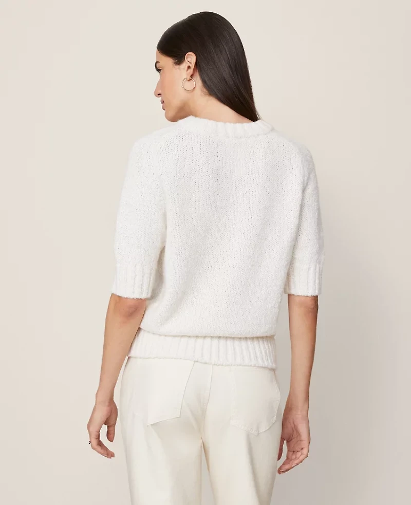 Ann Taylor Weekend Collection Marled Sweater T-Shirt Neutral Women's