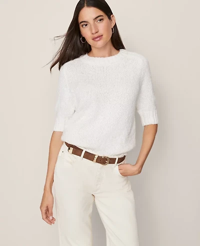 Ann Taylor Weekend Collection Marled Sweater T-Shirt Neutral Women's