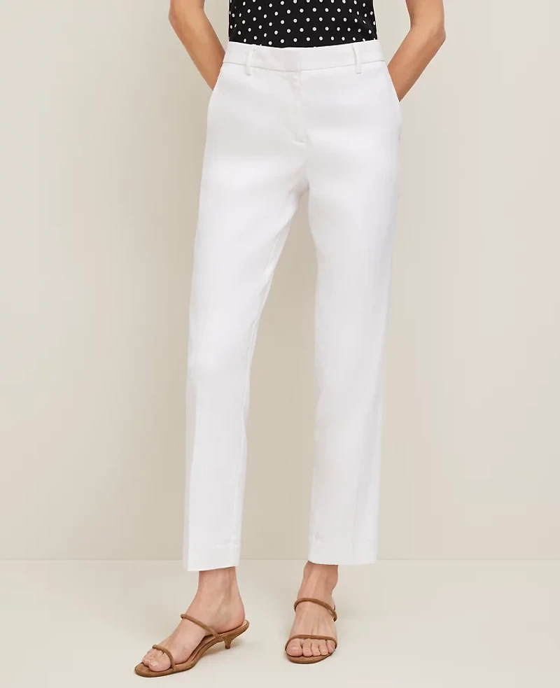 Ann Taylor The Tall Eva Ankle Pant in Linen Blend Size 14 White Women's