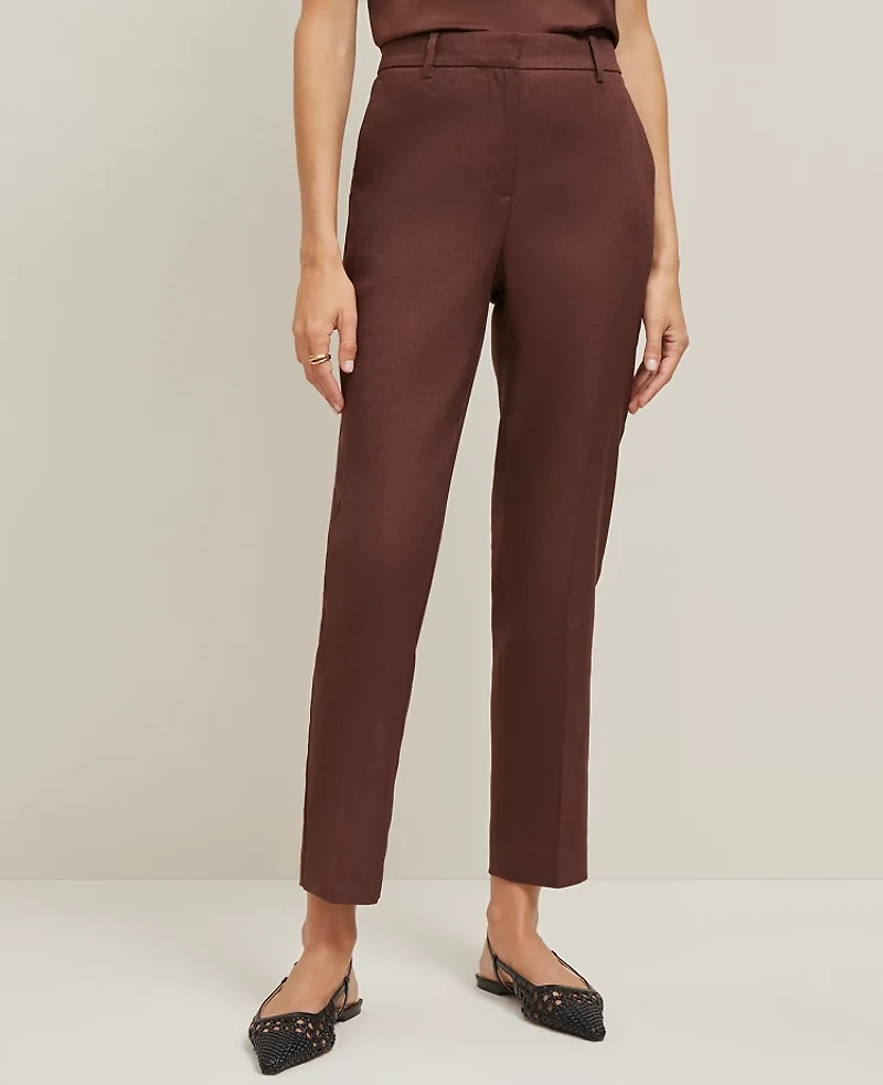 Ann Taylor The Petite Ankle Pant in Linen Blend Size 14 Rich Walnut Women's