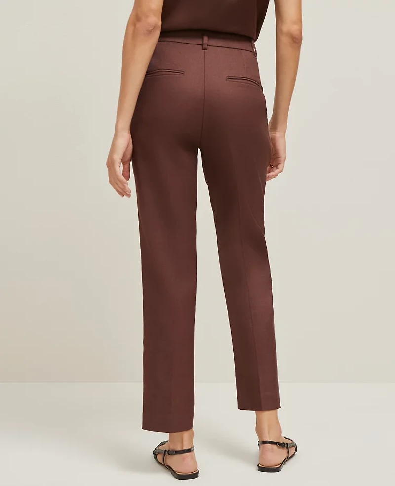 Ann Taylor The Petite Ankle Pant in Linen Blend Size 14 Rich Walnut Women's