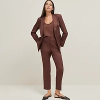 Ann Taylor The Petite Ankle Pant in Linen Blend Size 14 Rich Walnut Women's