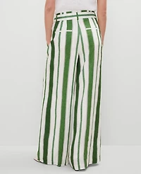 Ann Taylor The Petite Tie Waist Wide Leg Pant Linen Leafy Green Women's