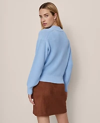 Ann Taylor Weekend Collection Ribbed Henley Sweater Size 2XL Park Fountain Women's