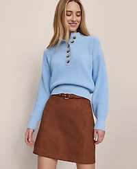 Ann Taylor Weekend Collection Ribbed Henley Sweater Size 2XL Park Fountain Women's