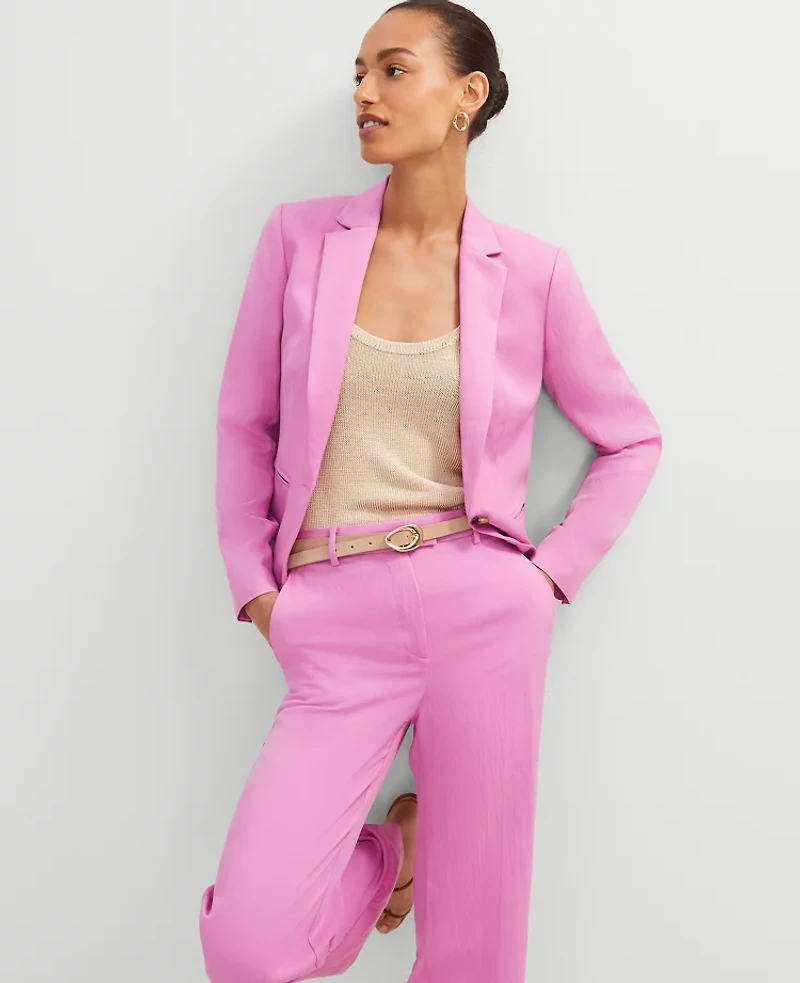 Ann Taylor The Petite Hutton Blazer in Twill Size 8 Pink Orchid Women's