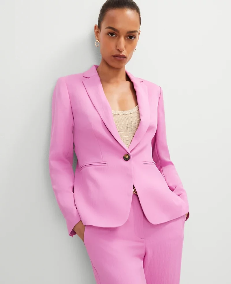 Ann Taylor The Petite Hutton Blazer in Twill Size 8 Pink Orchid Women's