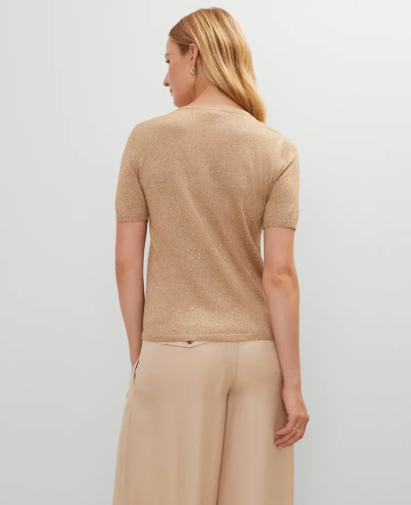 Ann Taylor Metallic Sweater T-Shirt Sands Edge Women's