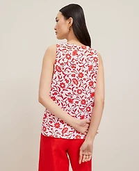Ann Taylor Mixed Media V-Neck Tank Top Fiery Red Women's