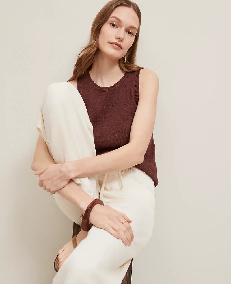 Ann Taylor Sweater Shell Top Rich Walnut Women's