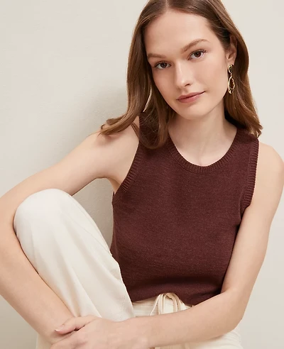 Ann Taylor Sweater Shell Top Rich Walnut Women's
