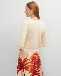 Ann Taylor Studio Collection Sequin Trimmed Open Cardigan Seedpearl Women's