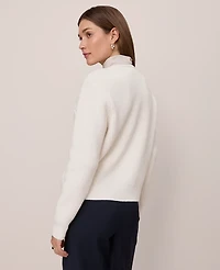 Ann Taylor Weekend Collection Quilted Woven Sweater Jacket Winter White Women's