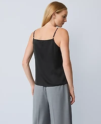 Ann Taylor Lace Trim V-Neck Tank Top Black Women's