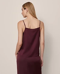 Ann Taylor Lace Trim V-Neck Tank Top Poised Plum Women's