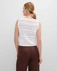 Ann Taylor Petite Pointelle Sweater Shell Top White Women's