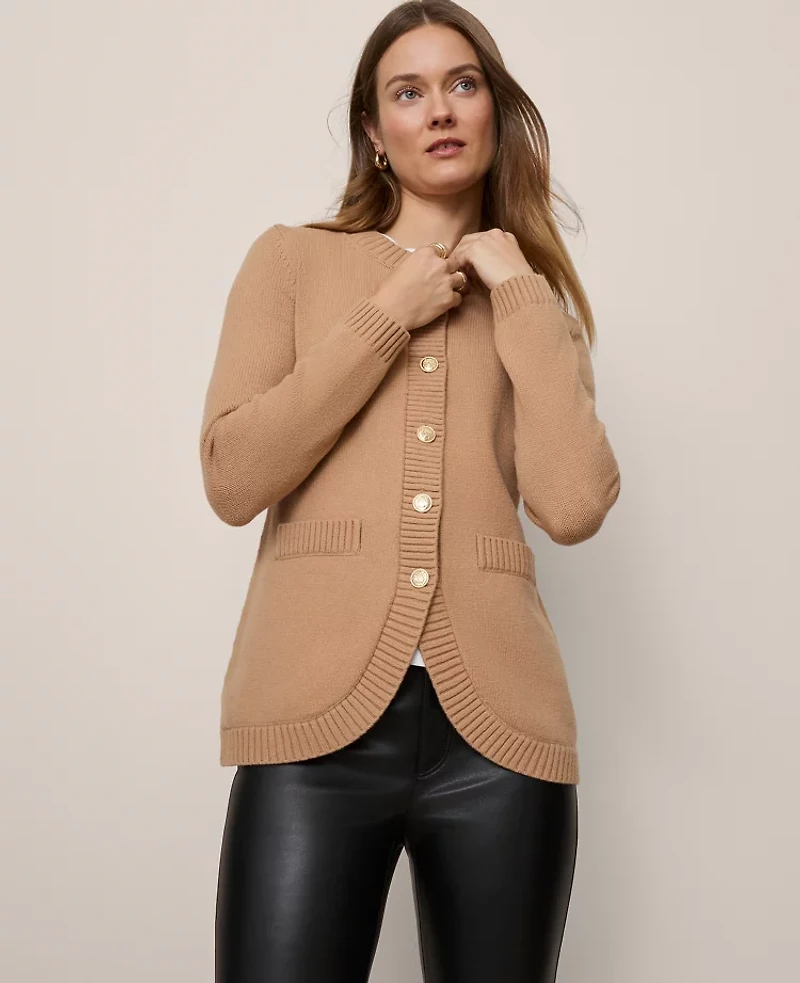 Ann Taylor Curved Hem Longline Cardigan Women's