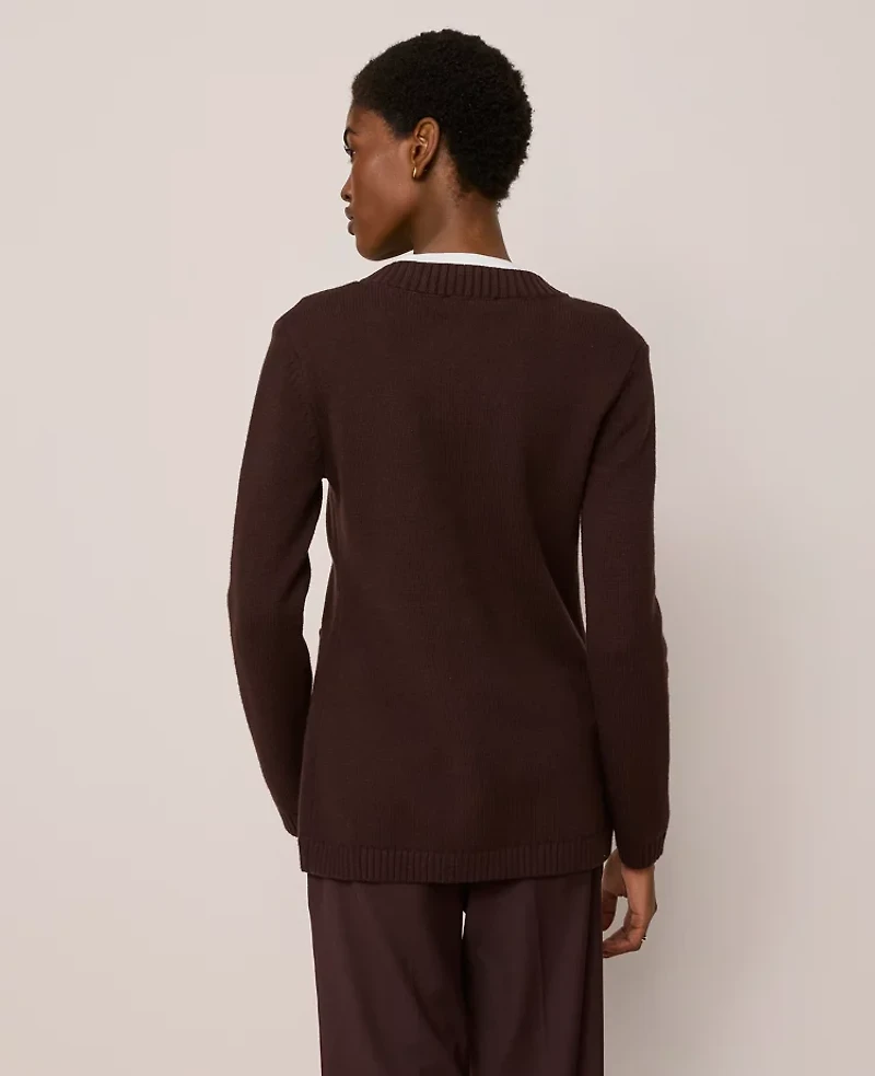 Ann Taylor Curved Hem Longline Cardigan Women's